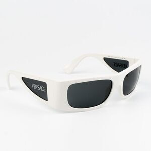 NEW Versace VE4482 314/87 White Dark Grey Rectangular Unisex Sunglasses
